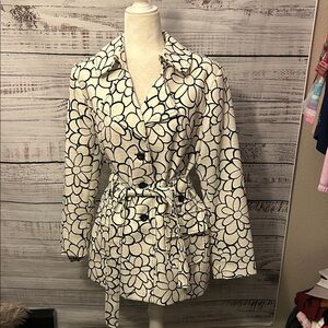 Vintage Isabella Suits Floral white and black coat size 14